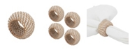 Saro Lifestyle Rattan Napkin Rings with Woven Design, Set of 4, 2.4" x 2.4"